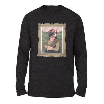 Monalisa Helmet Men/Unisex Drop Shoulder Sweatshirt in Dark Grey Heather color